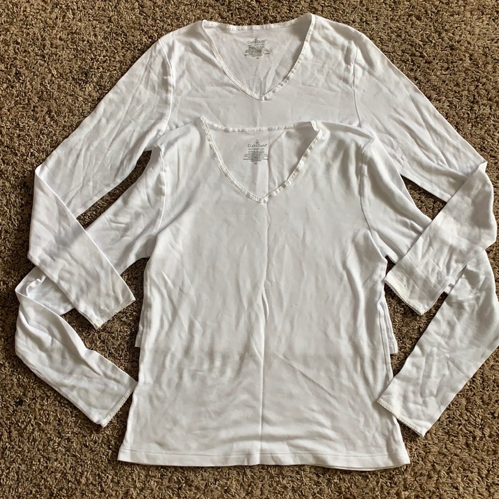 2 White long sleeve Cuddl Duds